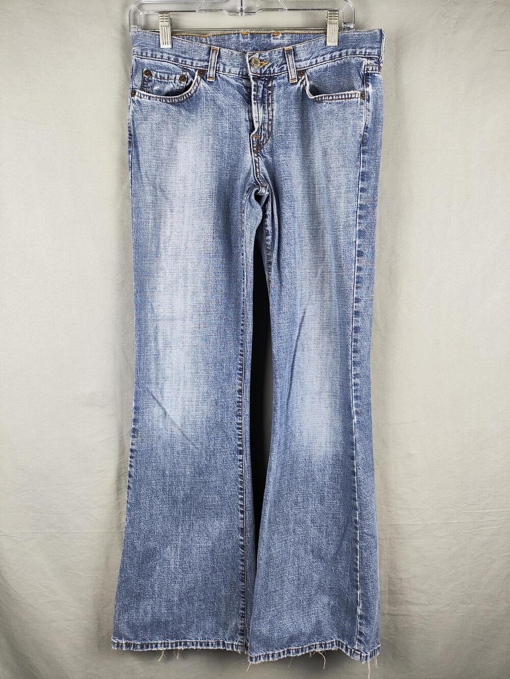 Lucky Brand Jeans Womens 28 Blue Light Wash Mid Rise Flare Denim Distressed